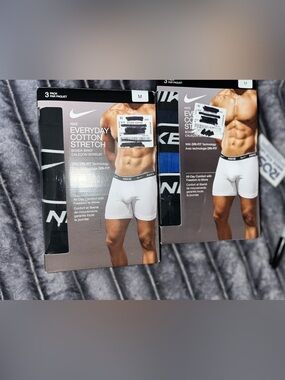Nike Mens Everyday Cotton blend Stretch Boxer Briefs Black Blue White black xL M